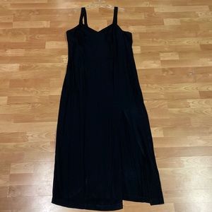 Betsy & Adam Black Slit Leg Evening Gown